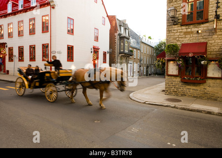 The intersection of Rue Donnacona and Rue St. Louis in Quebec City's Old Town. Stock Photo