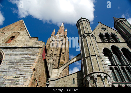 Belgium, Brugge (aka Brug or Bruge). UNESCO World Heritige Site. Early Gothic brickstone church of Our Lady. Stock Photo