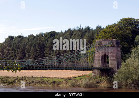 The Western tower of the  'Union Suspension' Bridge at the Border of Scotland and England Stock Photo