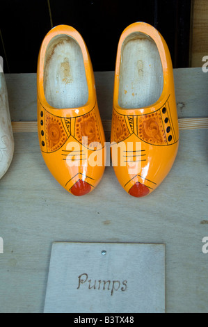 Netherlands (aka Holland), Lisse. Keukenhof Gardens. Fancy wooden shoes. Stock Photo
