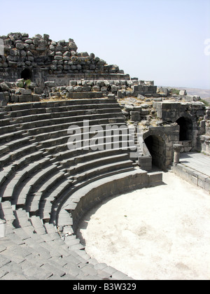 North theatre at the ancient town of Umm Qais in Jordan Stock Photo