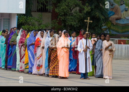 Procession outside the Infant Jesus Church in Bangalore India Stock Photo