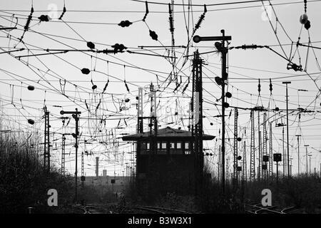 out of use rail tracks, rail line tangle stillgelegte Bahngleise Stock Photo
