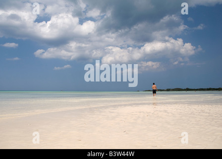 A man on the empty beach Stock Photo