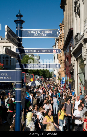 Crowds of shoppers on Oxford Street London England UK Stock Photo