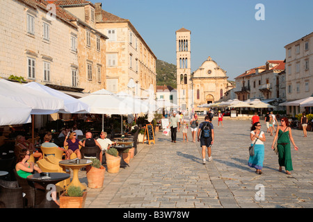 main square of Hvar Town, Hvar Island, Republic of Croatia, Eastern Europe Stock Photo