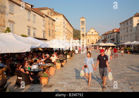 main square of Hvar Town, Hvar Island, Republic of Croatia, Eastern Europe Stock Photo