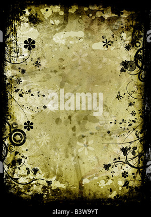 Abstract floral design on grunge background Stock Photo