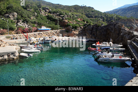 The small harbour at Sougia on the south coast of Crete Greece Stock Photo