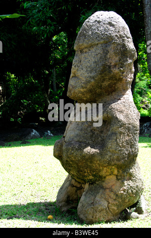 South Pacific, French Polynesia, Tahiti. Open air Tiki Temple park, ancient site use for royal ceremonies. Stock Photo