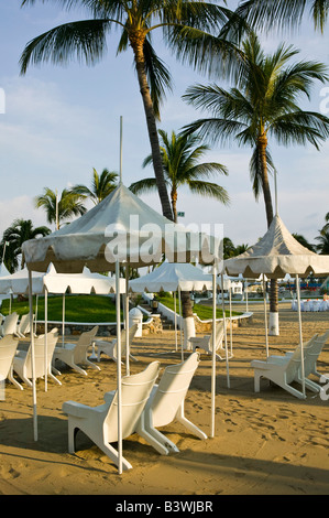 Mexico, Colima, Manzanillo. Brisas Las Hadas Resort / Late AfternoonBeach Chairs Stock Photo
