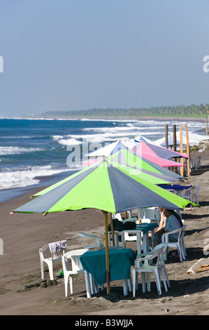 Mexico, Colima, Cuyutlan. Town Beach Stock Photo