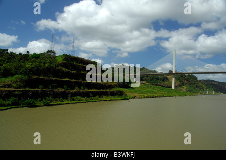 Central America, Panama, Panama Canal. Bridge near Pedro Miguel Lock. Stock Photo