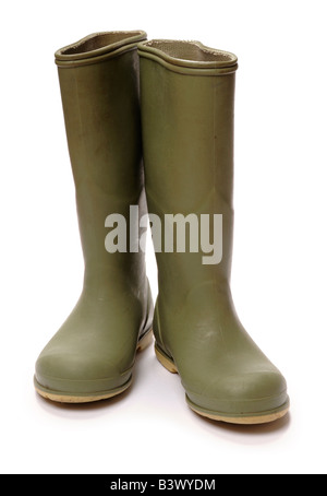 Pair of green rubber boots Stock Photo - Alamy