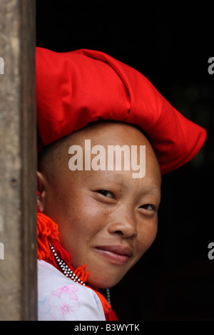 Red Zao lady from the Sapa valley, Vietnam Stock Photo