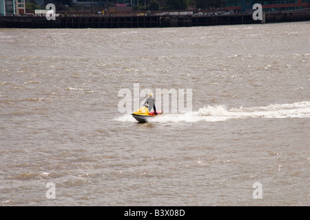 Merseyside Fire and Rescue Service jet ski at the Tall Ships race in Liverpool July 2008 on the Mersey Stock Photo