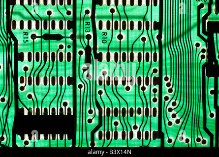 Close up of circuitry on an electronics board Stock Photo