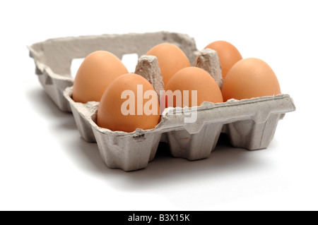 Box of six eggs Stock Photo