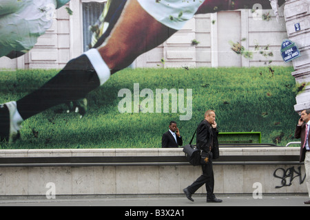 paris street nearby the arc de triomphe during the rugby world cup in 2007 Gigant poster and street scenes Stock Photo