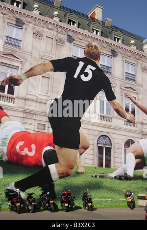 paris street nearby the arc de triomphe during the rugby world cup in 2007 Gigant poster and street scenes Stock Photo