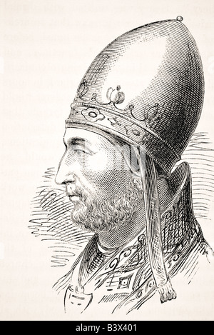 Pope Adrian IV or Hadrian IV, born circa 1100 - 1159. Only English born Pope. Stock Photo