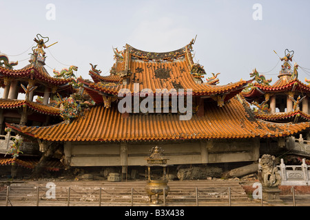 Wuchang Temple, Jiji, Taiwan. The temple collapsed during a 7.3 magnitude earthquake in 1999. It is now a tourist attraction. Stock Photo