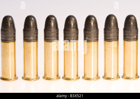 row of .22 calibre bullets Stock Photo
