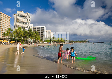 Waikiki Beach at Honolulu Honolulu Oahu Pacific Ocean Hawaii USA Stock Photo