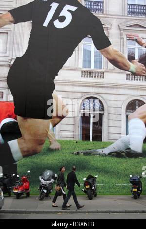 paris street nearby the arc de triomphe during the rugby world cup in 2007 Gigant poster and street scenes Stock Photo