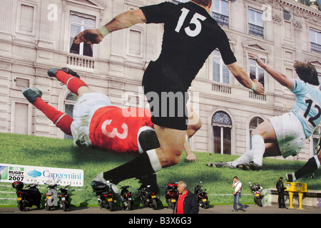 paris street nearby the arc de triomphe during the rugby world cup in 2007 Gigant poster and street scenes Stock Photo