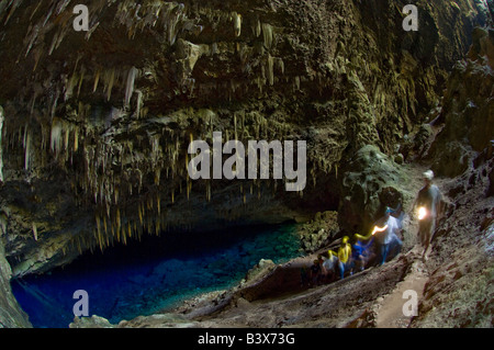 Gruta do Lago Azul or the Grotto fo the Blue Lake in Mato Grosso do Sul in Brazil Stock Photo