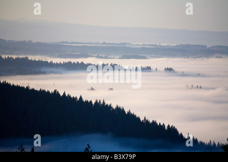 View of fog-covered Willamette Valley from Mt. Scott, Oregon, USA Stock Photo