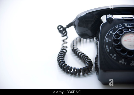 Studio Shot Of A Black Rotary Phone Stock Photo