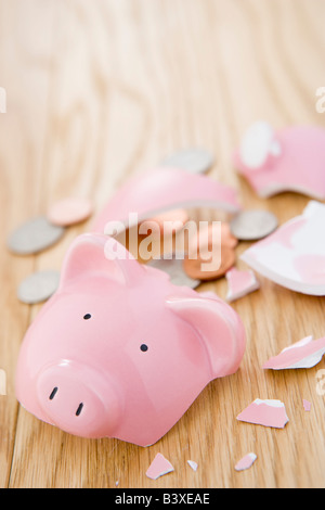 Smashed Piggy Bank Stock Photo