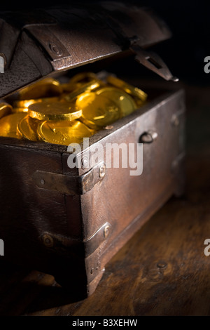 Chest Full Of Gold Coins Stock Photo