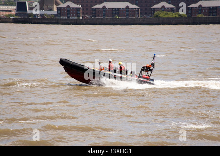 Merseyside Fire and Rescue Service boat at the Tall Ships race in Liverpool July 2008 on the Mersey Stock Photo