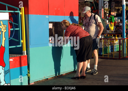 Visitors to Coney Island celebrate the end of summer on Labor Day Stock Photo