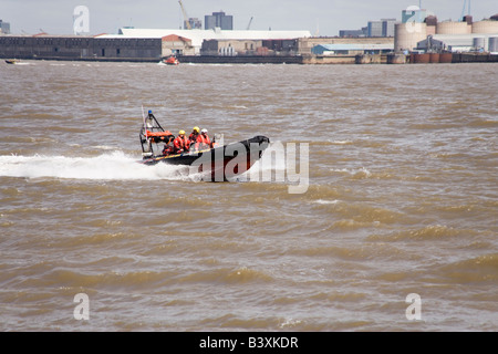 Merseyside Fire and Rescue Service boat at the Tall Ships race in Liverpool July 2008 on the Mersey Stock Photo