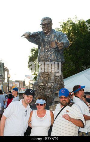 Harry Caray's Memorial Statue at Wrigley Field in Chicago Stock Photo