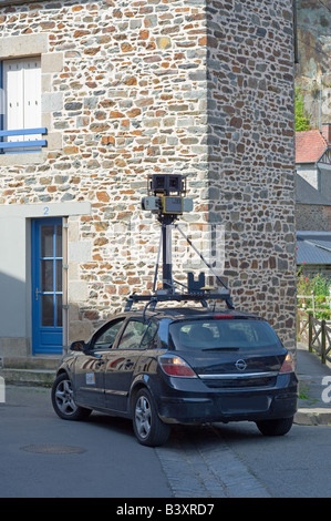 Google Maps's car mapping the streets of Fougères Brittany France Stock Photo