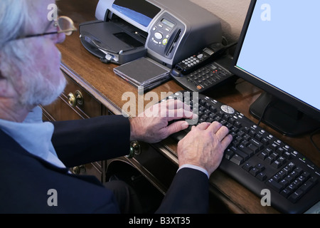 Executive Business Man working on Computer Stock Photo