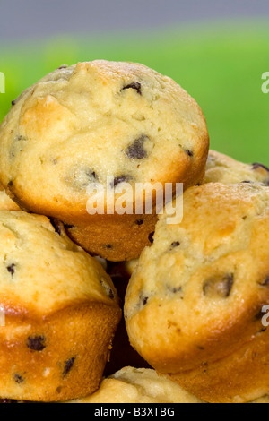 Close up of fresh chocolate chip muffins Stock Photo
