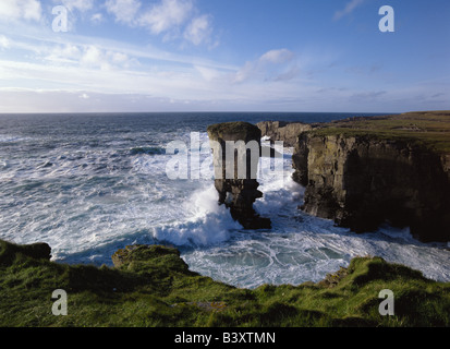 dh Yesnaby Castle YESNABY ORKNEY White foaming waves sea stack and seacliffs wild shore scotland cliff coast