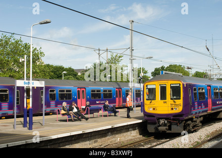 Class 319 train in first capital connect livery bound for moorgate railway station. Stock Photo