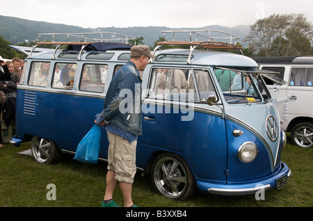 Blue Volkswagen Type 2 camper van with Uruguay number plate in traffic ...