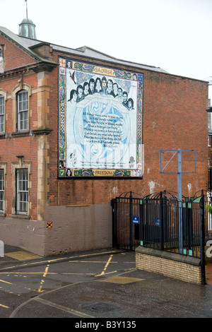 The Freedom mural commemorating the ten Irish Republican hunger strikers who died in 1981. Stock Photo