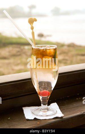 Pims and lemonade cocktail at the Royal livingstone hotel Zambia Africa Stock Photo