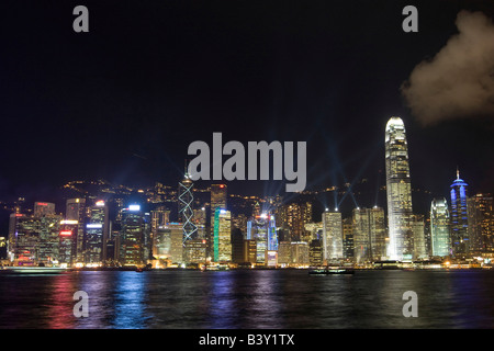 View of Hong Kong Island City lights at night Stock Photo