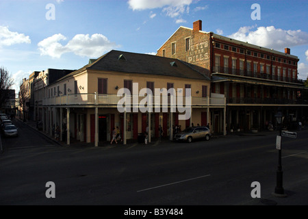 Moderate tourist traffic on the corner of Wilkinson and Decatur in the French Quarter. New Orleans, Louisiana. Stock Photo