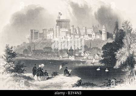 Windsor Castle England in the 19th century. Stock Photo